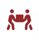 Two people carrying a box.